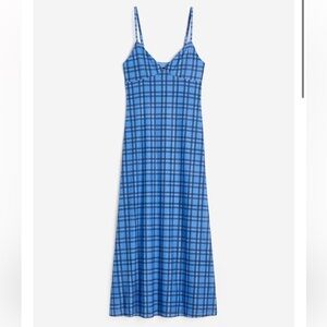 NWT mesh slip dress blue checked/plaid